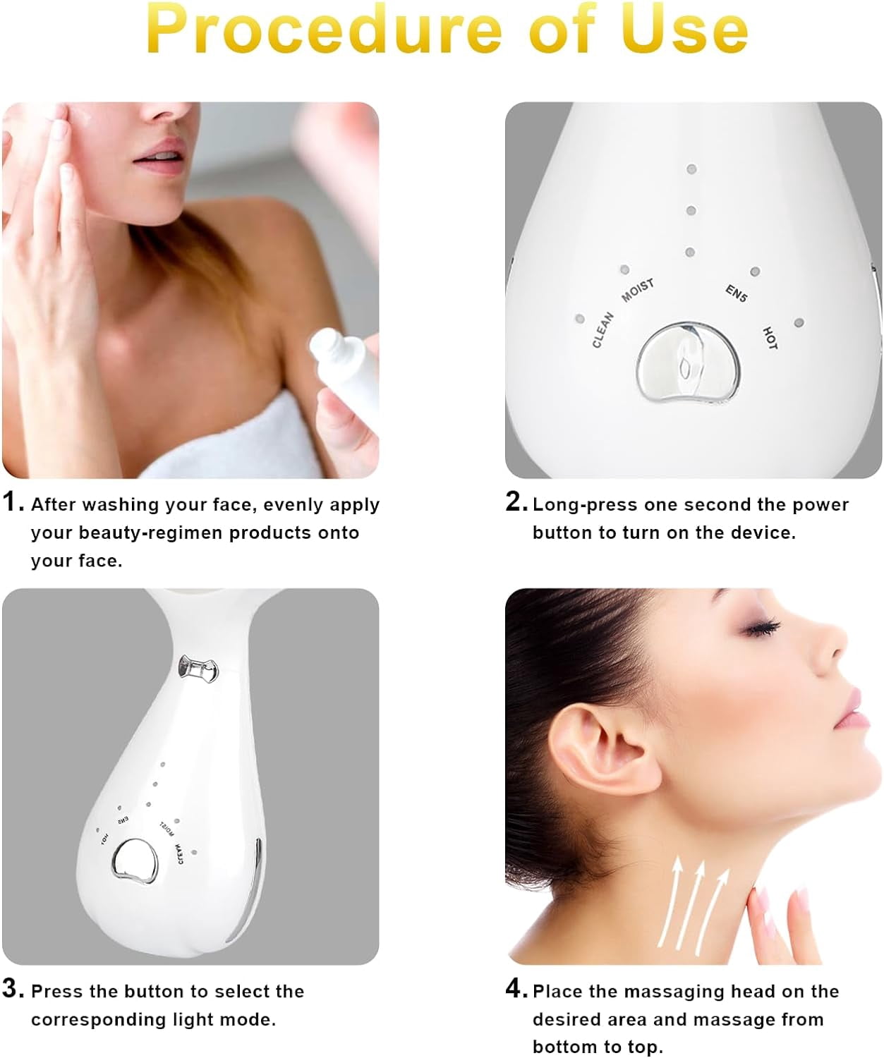 Banome Red Light Therapy for Face and Neck,Facial Wand,Wavy Chic Beauty Multifunctional Facial-Device