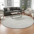 thumbnail image 2 of HomeRoots 662930 8 ft. Ivory & Beige Abstract Transitional Washable Round Area Rug with UV Protection, 2 of 9
