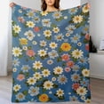 thumbnail image 4 of Floral Colorful Flower Flannel Blanket Lightweight Blanket for Couch Sofa Bed, Super Soft Cozy Print Warm Blanket, 4 of 7