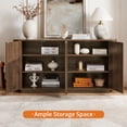 thumbnail image 5 of 64" Modern Fluted Sideboard Buffet Cabinet Walnut Storage Credenza with Adjustable Shelves  Pressed Spring for Living Room, Kitchen Dining Room ,31.5" H, 5 of 10
