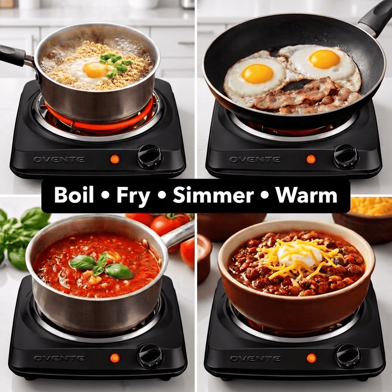 Ovente Electric Hot Plate, 1000W Single Burner, Black photo 6