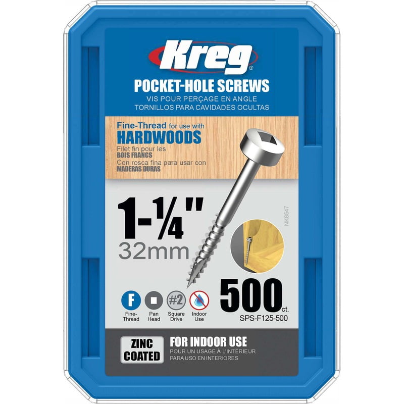 125ct Kreg Blue-Kote Pocket-Hole Screws – 64mm Washer-Head #8 Coarse 