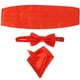 thumbnail image 1 of Juego de 3 piezas de pañuelos de satén para hombre: pajarita, fajín y pañuelo de mano para fiestas y bodas (rojo)., 1 of 7