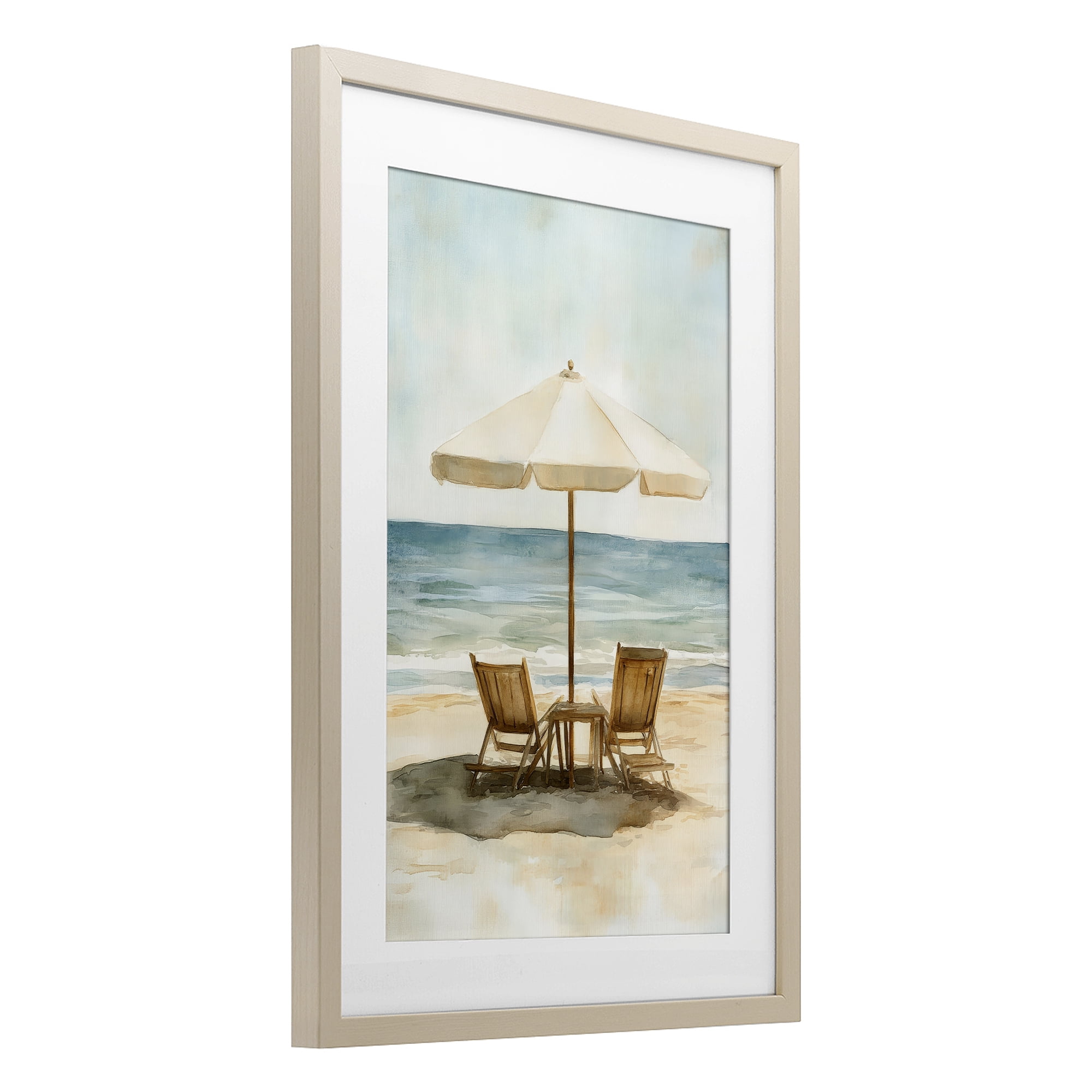Stupell Industries Watercolor Paradise Seaside Retreat Birch Framed Print Under Glass, design by Petal Prints Design