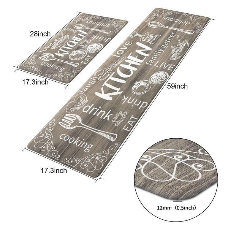 OUXIOAZ Chef Kitchen Rugs and Non Skid Washable Absorbent Microfiber  Kitchen Mat for Floor Anti Fatigue, Set of 2 , Décor, Stain Resistant