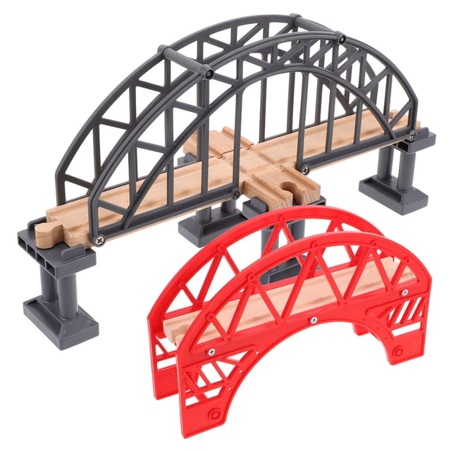 WHAMVOX 2pcs Wooden Train Bridges Train Track Scene for Home Play with Fine Motor Skills Development