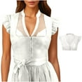 thumbnail image 2 of itvber Oktoberfest Blouse for Womens Dirndl Dress Ruffled Sleeve Front Button Tank Vest Tops for Bavarian, 2 of 7