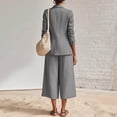 thumbnail image 6 of QATAINLAV Linen Blazer and Pants Matching Set for Women Dressy Casual Work Jackets with Wide Leg Capris 2 Piece Business Outfits Gray XL, 6 of 9