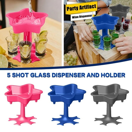 

NIUREDLTD 5 Shot Glass Dispenser And Holder Five-pointed Star Party Pours Artifact
