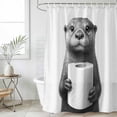 thumbnail image 6 of Cute Otter Shower Curtain, Waterproof Shower Curtains for Bathroom, Funny Animal with Toilet Paper Washable Fabric Bathtub Curtain Set Bath Decor with 12 Hooks Extra Long 72"x96", 6 of 6