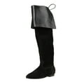 thumbnail image 2 of FSJ Women Knee-High Boots Comfortable Flats Almond Toe Stretchy Suede Fold Boots Cuff with Tassel Size 16 Black, 2 of 4