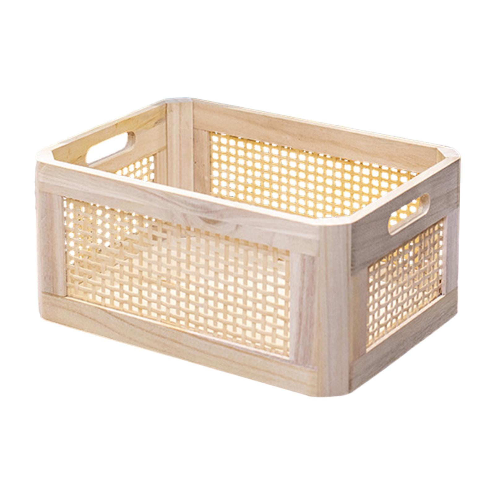 Desk Storage Basket, Wooden Desktop Storage Box Dorm Portable Display