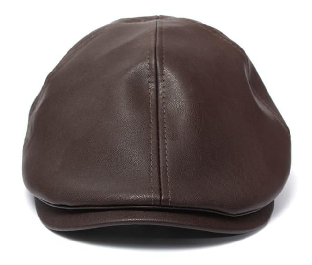 Creazy Mens Women Vintage Leather Beret Cap Peaked Hat Newsboy Sunscreen 