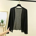 thumbnail image 2 of Summer Casual Women's Loose Long Sleeve Cardigan Sweater Pullover Lightweight Breathable Solid Color Cover Up Beach Vacation Gift | CSEONE,Black XL, 2 of 9