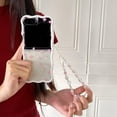 thumbnail image 3 of Case for Samsung Galaxy Z Flip 6 with Chain,Kawaii Floral Pattern Shockproof Protective Cover, Anti-Fall Phone Shell for Girls Women (Pink), 3 of 14
