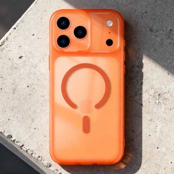 For iPhone 17 Pro Clear Phone Case,Compatible with Mag-Safe,Ultra Slim Shockproof Anti-fall Drop Protection,Crystal Transparent Back Design,Durable Thin Fit Phone Case Cover,Orange