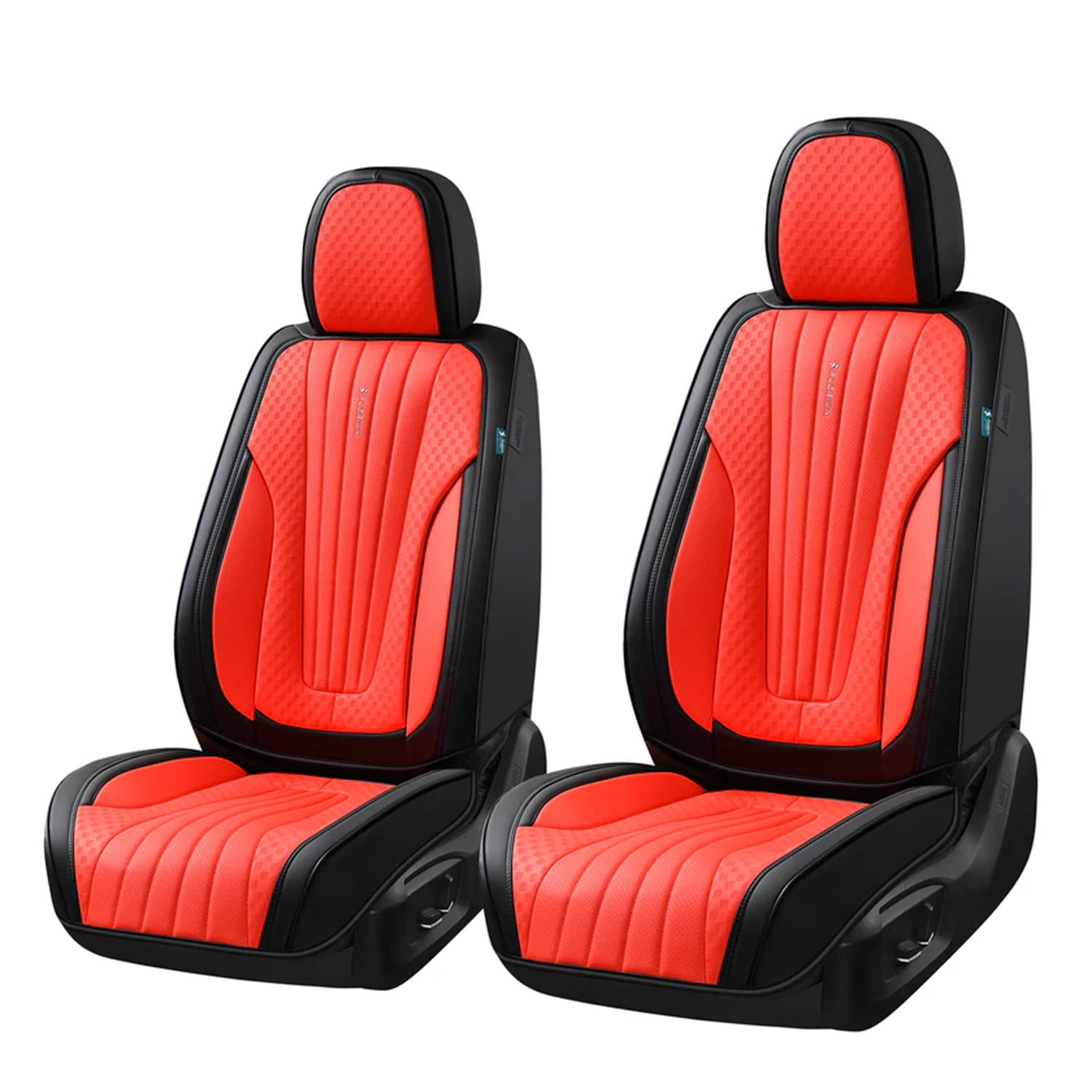 FLORICH Car Seat Covers, 2 Seats Waterproof Faux Leather Seat Cushions, Auto Protectors Universal Fit Most Cars, Black&Red
