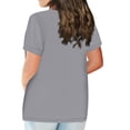 thumbnail image 6 of EHTMSAK Dressy Womens Tops Plus Size Solid Tee Shirts Clearance Crew Neck Ladies Short Sleeve Tops with Lower Sides Summer Womens Plus-Size Tops for Leggings Light Gray 2X, 6 of 6