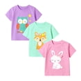 thumbnail image 3 of HILEELANG 2-7T Toddler/Little Girls Yellow/Pink/Blue Slogan Ruffle Sleeve 100% Cotton T-Shirt 3-Pack, Size 4T, 3 of 11