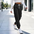 thumbnail image 5 of ZHYou No Boundarie Womens Cargo Pants Cuffed Casual Drawstring Elastic Waisted Loose Casual Athletic Sweatpants with Pockets,Black,Size M, 5 of 6