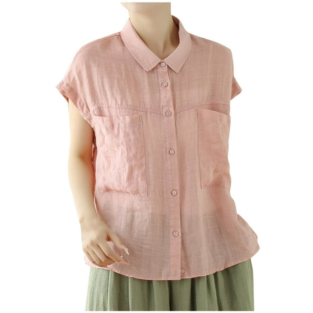 Tops Y Blusas de Manga 3/4 de Mujer, Camisas de Cuello Redondo con Botones de Moda Casual para Toda la Temporada Y el Uso de la Fiesta
