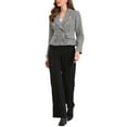 thumbnail image 2 of Saco Casual de Mujer con Solapa Notch y Botones, Estampado Houndstooth, Manga Larga, Talla XL, Negro, 2 of 6