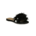 thumbnail image 1 of Lemonade Feathered Jewel Open Toe Flat Slide Sandal 20303, 1 of 6
