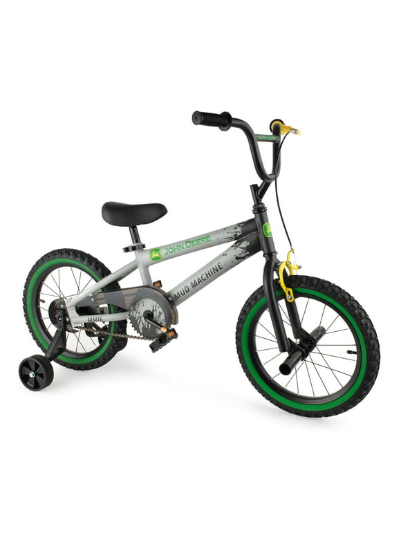 John Deere Mud Machine Kid's Bicycle with Removable Training Wheels  16" Boy's Bike  Ages 4 and Up