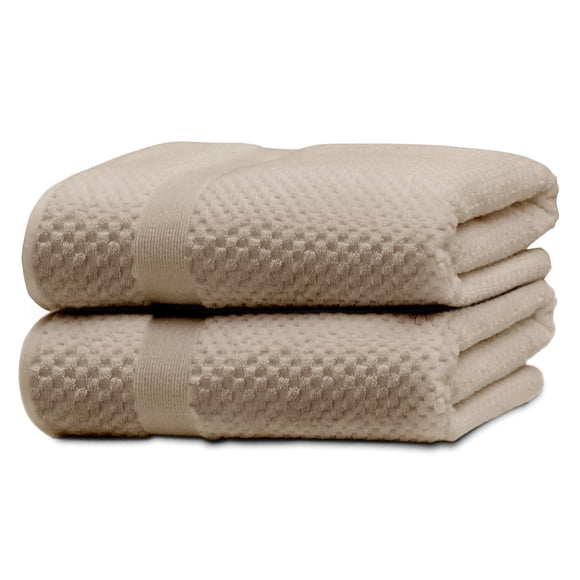 Refurbished Kingrest K021 100% Cotton Bath Towel Set of 2 Highly Absorbent Soft Towels, 28x55", Beige
