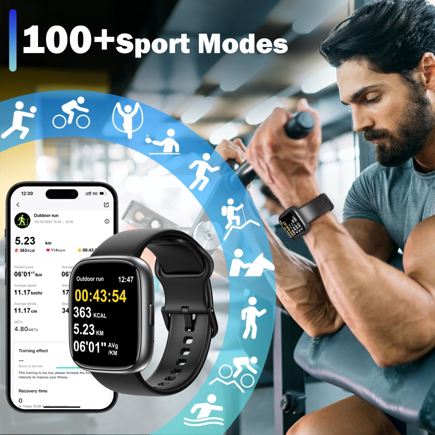 Vibeat Smart Watch: Bluetooth Call, IP68 Waterproof, Egypt Ubuy