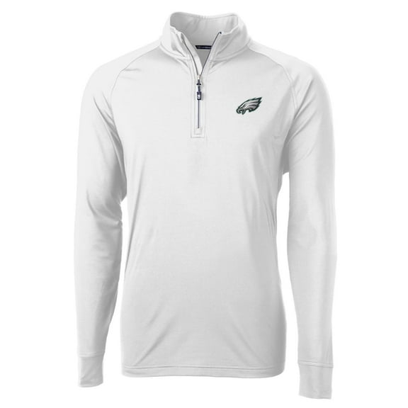 Men's Cutter & Buck White Philadelphia Eagles Adapt Eco Knit Quarter-Zip Pullover Jacket