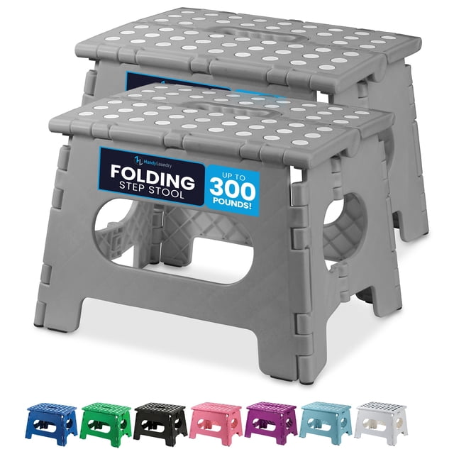 Taburete plegable, práctico y resistente para ropa sucia para adultos y niños, paquete de 2