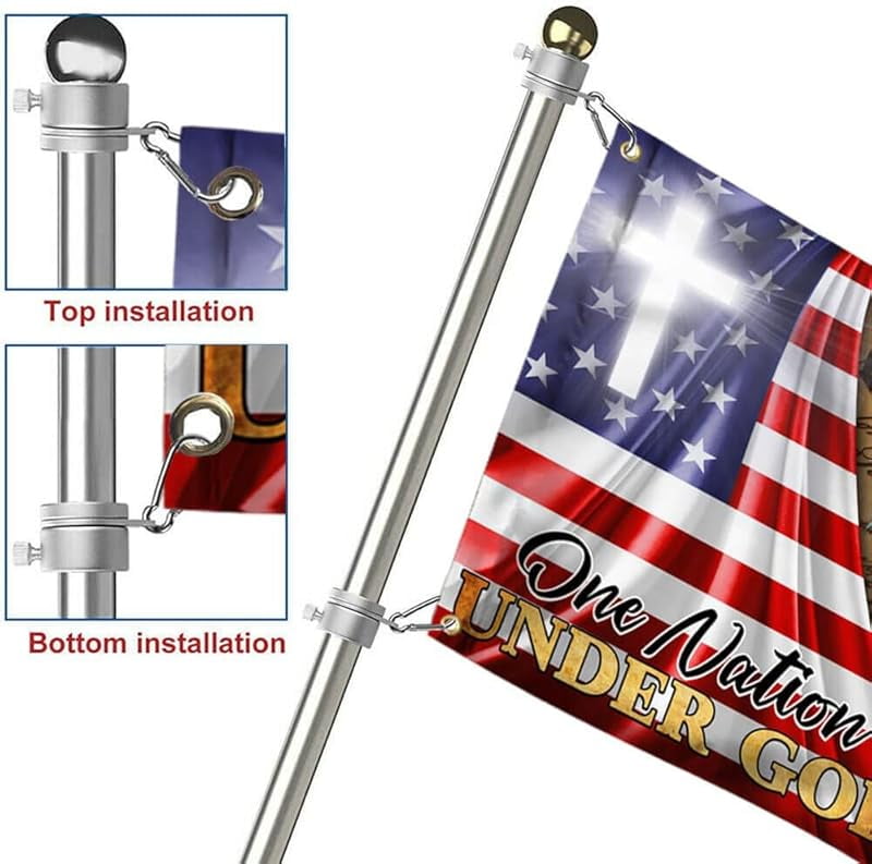 Faithgee One Nation Under God Flag 3x5 Outdoor Double Sided for Flagpole, Unique Flags, We The People Flag, Christian Cross American Eagle Flag, Christian Gift