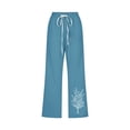 thumbnail image 4 of Elvqul Womens Capris Cotton Floral Capris for Women Drawstring Pockets Blue XXXL, 4 of 4