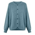 thumbnail image 2 of Rollbacks & More GaThRRgYP Light Weight Sweatshirt for Women,Warm Tops Casual Loose Buttons Cardigan Long Sleeve Round Neck Soft Knit Sweater Blouse Light Blue XXL, 2 of 5