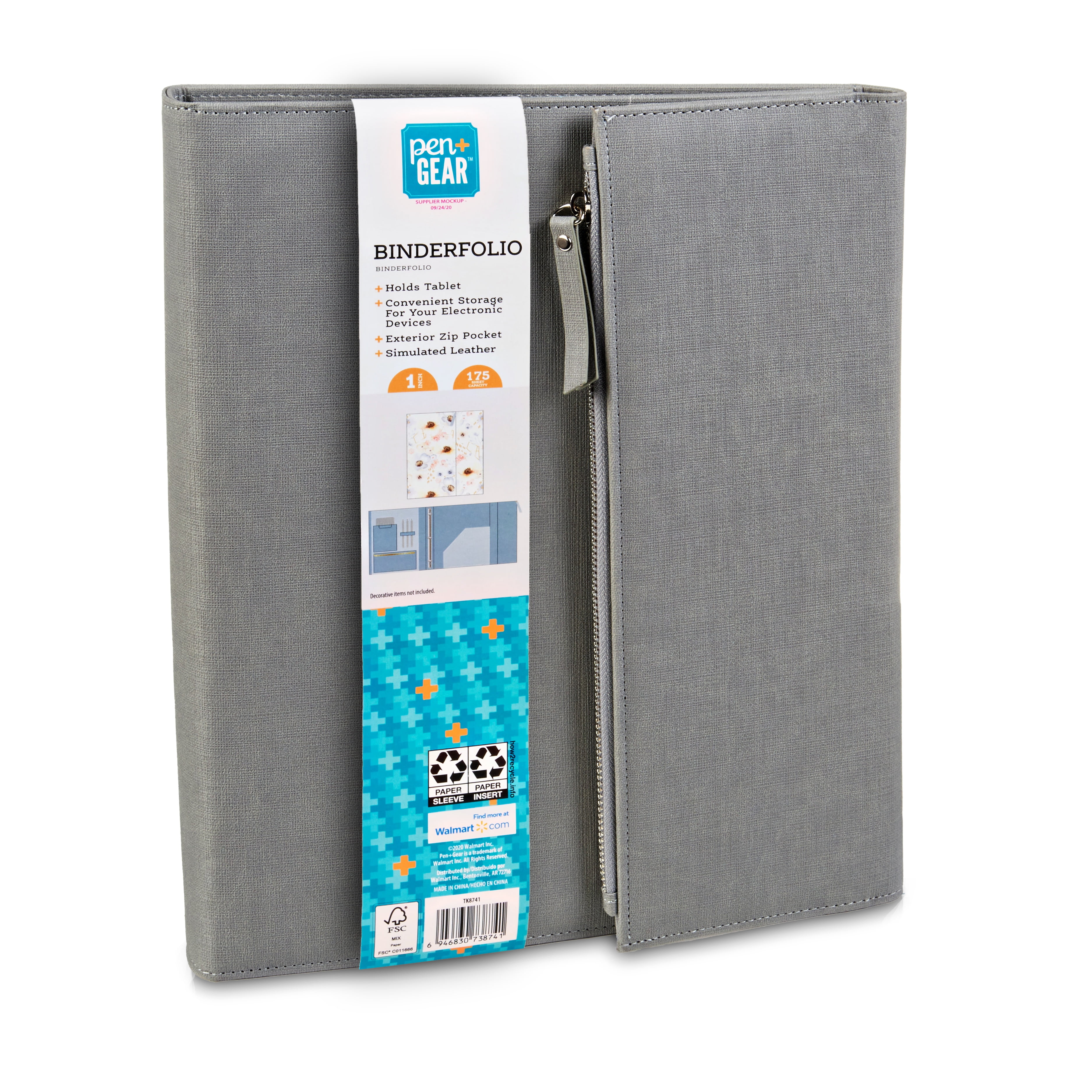 Pen+Gear Binderfolio, Gray, 1'
