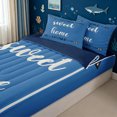 thumbnail image 3 of meiyoeat Rustic Home Sweet Zipper Twin Comforter Sets with Fitted Sheet and 2 Pillowcases for Adults Men Women, Arrow Quote Zipper Bedding Set, Sky Blue, Blue Reversible, 4pcs, 3 of 6