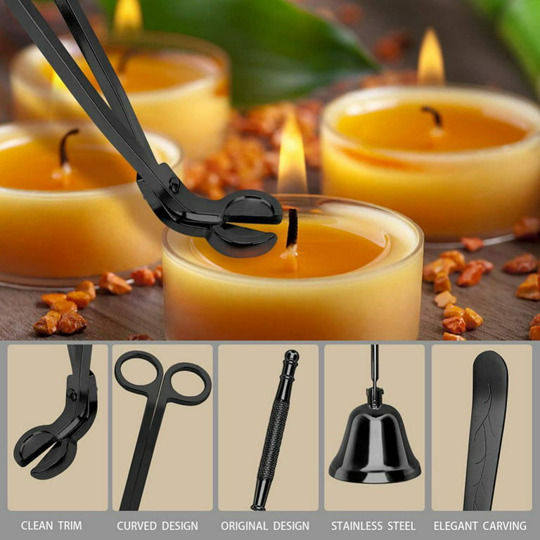 Candle Wick Trimmer Cutter, Stainless Steel Candle Snuffer, Bell Shaped  Candle Wick Dipper, Candle Accessories Set, Oil Lamp Scissor Cutter  Tool(Gold)