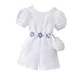 thumbnail image 1 of Girls' Casual 2 Piece Set: Ribbed Rss Back Romper With Buble Sleeves Bag Clothes, 1 of 8