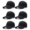 thumbnail image 1 of 6 Pack Adjustable Black Baseball Cap, Solid Dad Hat for Running Workouts and Outdoor Activities Black, 1 of 1