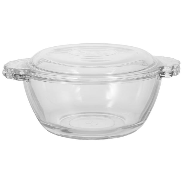 1 bol de vidrio resistente al calor para cocer huevos al vapor con tapa, ideal para la cocina (275 ml).