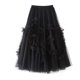 thumbnail image 5 of Vestido de falda de Hada de borde dulce Vintage para mujer, Falda Midi de tul de Cintura elástica de Hada de línea A, Swing grande Irregular, 5 of 5