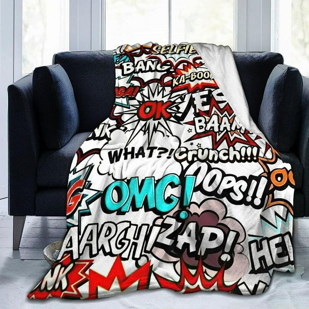 Manta de franela de vellón con diseño de héroe de cómic moderno y superpop art para una mejor relajación, cómoda manta para aire acondicionado de 50 x 40 pulgadas