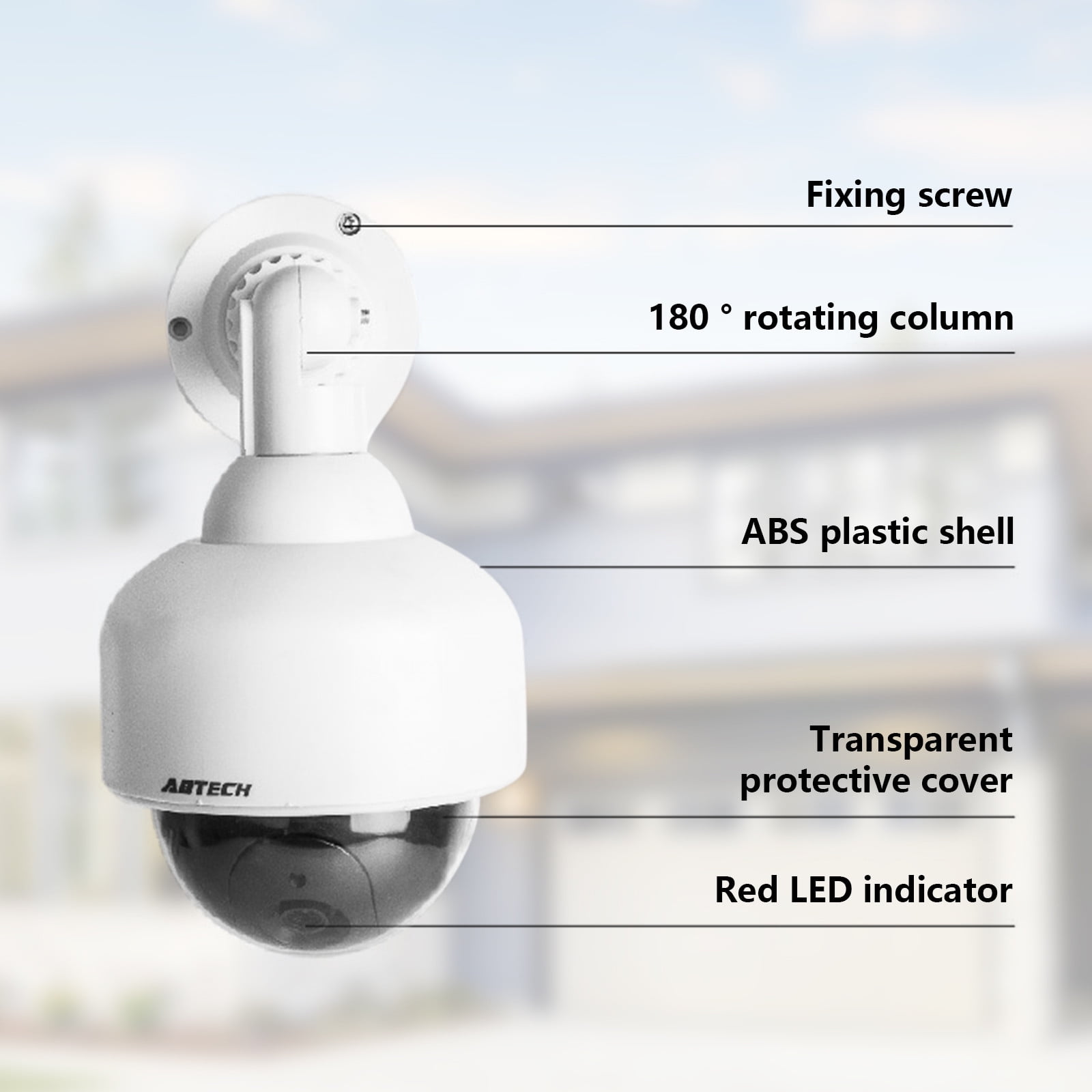 Dpityserensio Solar Dummy Fake Camera Security Outdoor,Solar Powered Simulated Surveillance Cameras with 1 Flashing Red LED Light,Fake Dome Camera for Home Garden Supplies