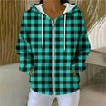 thumbnail image 2 of Atogsazn Womens Zip Up Hoodies Casual Plaid Long Sleeve Hooded Sweatshirt Fall Winter Jacket Outerwear Coat Clothes Tops 04-Mint Green XL Fashion, 2 of 8