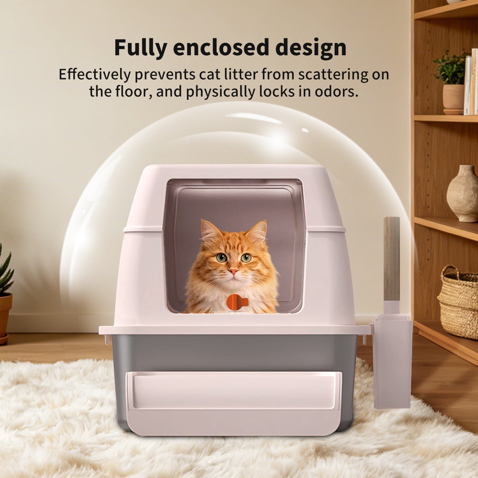 Fully Enclosed Stainless Steel Cat Litter Box, Odor-Proof, Anti-Leak & Anti-Splash, 3 Modes Convertible with Step Footrest, Easy Clean for Indoor Cats, Silver