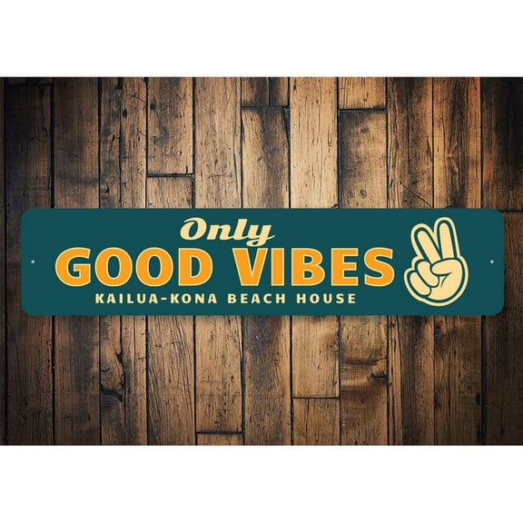 Only Good Vibes Novelty Decor, Metal Wall Sign - 4x18 Inches