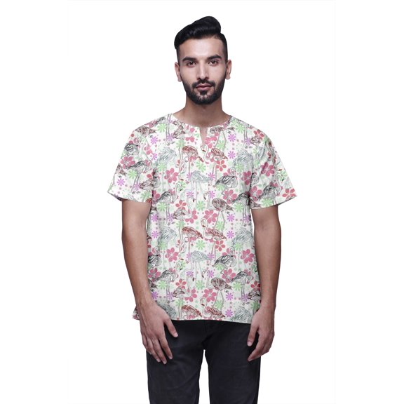 Atasi Tailored Fit Short Kurta Cotton Cambric Printed Keyhole Neck Casual Shirt