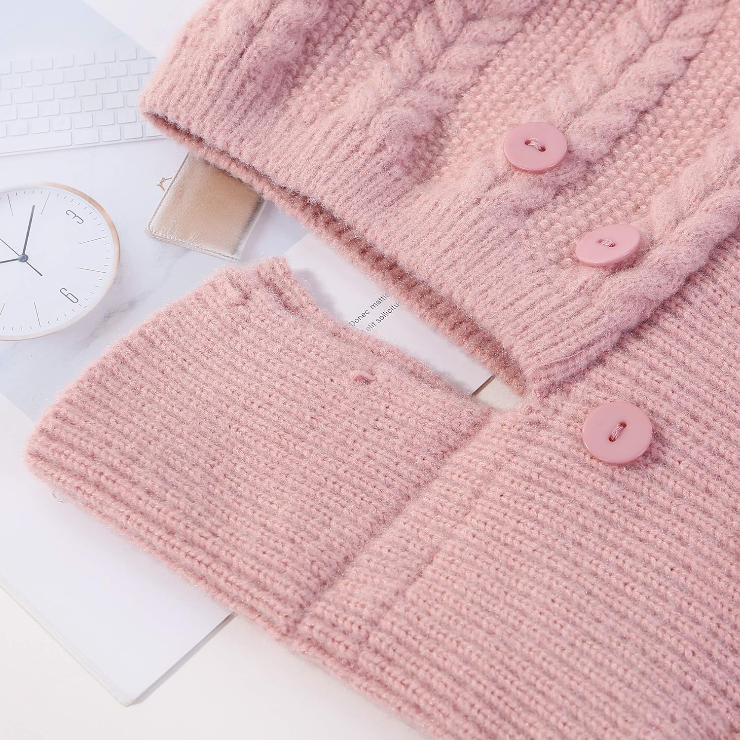 Zhengup Women Winter Beanie Hats One Piece Fleece Lined Knit Balaclavas Mask Set Skull Neck Circle Scarf Ski Snow Hat Pompom