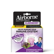 Airborne Elderberry Extract + Vitamin C 1000mg (per serving) - Effervescent Tablets, Gluten-Free Immune Support Supplement, With Vitamins A C E, Zinc, Selenium, Sugar Free, 20 count.